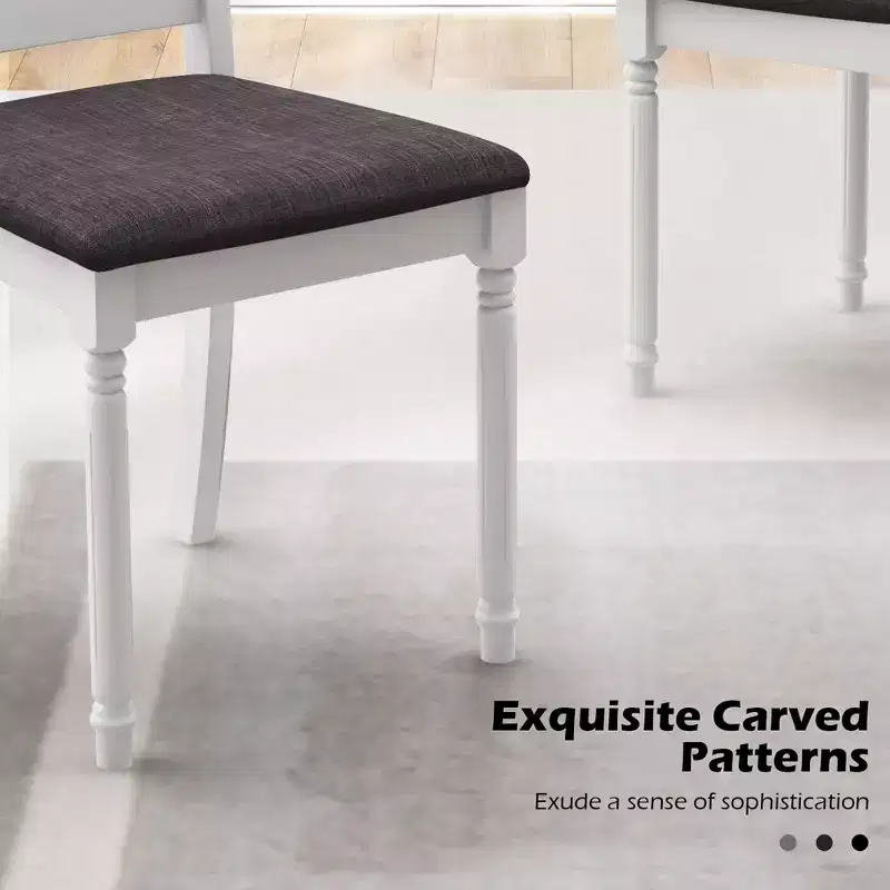 Costway Wooden Dining Chair Set of 2 w/ Acacia Wood Legs Padded Cushion Ladder Back
