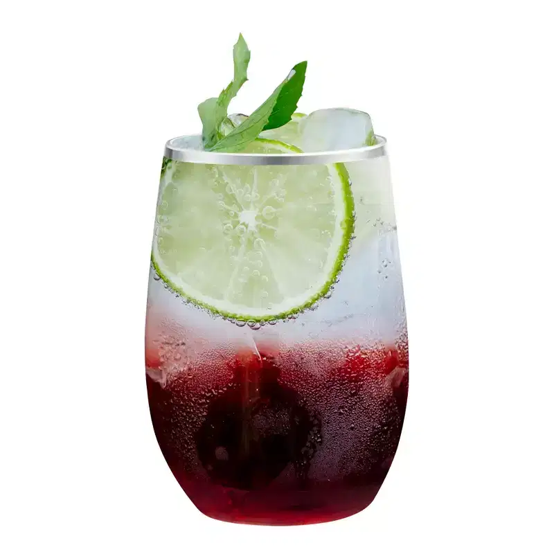 Smarty Had A Party 12 oz. Clear w/ Silver Stemless Plastic Wine Glasses - 64 pcs