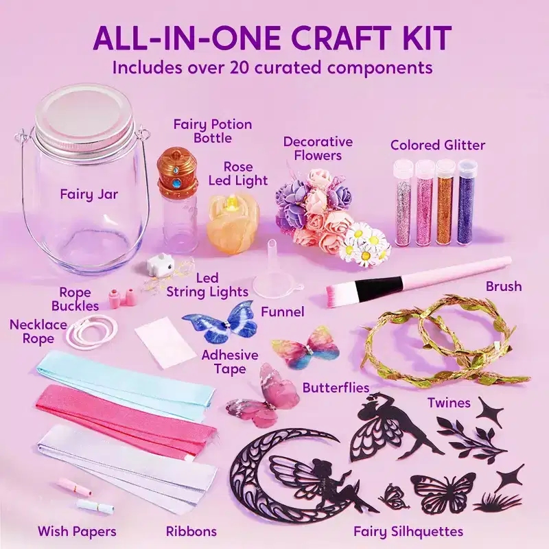 Joyfy Fairy Lantern Craft Kit, 2-in-1 Rose Light & String Light for Kids, Arts and Crafts, DIY Art Kit, Ideal Christmas Birthday Gift for Girls Age 8+
