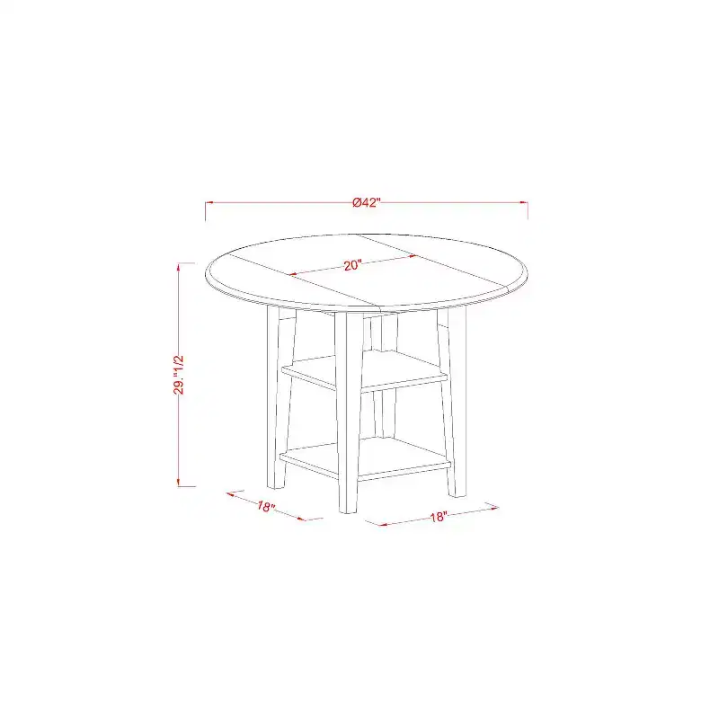 HomeStock 5-Piece Round Linen White Finish Solid Wood Top Dining Table with 4 Chairs with Drop Leaf Slat Back
