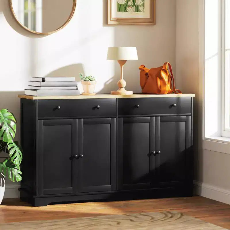 HOMCOM Sideboard Buffet Cabinet with Storage, Modern Kitchen Cabinet with 4 Doors, 2 Drawers and 2 Adjustable Shelves, Coffee Bar Cabinet