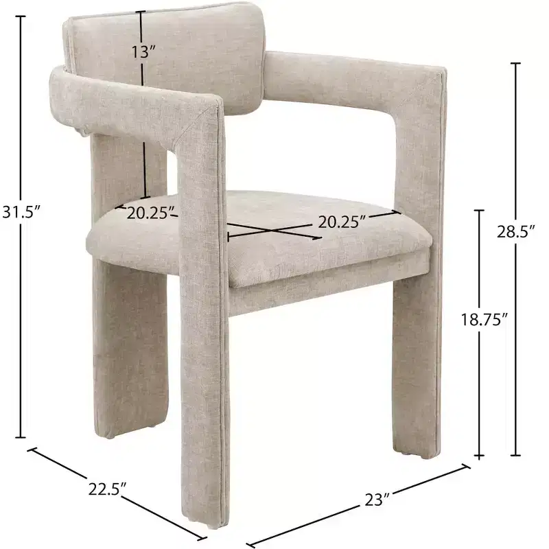 Meridian Furniture,Brenda Beige Chenille Fabric Dining Chair, Set of 2