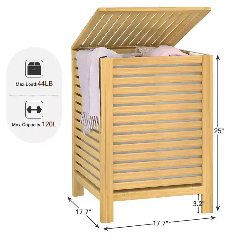 Bamboo Laundry Hamper with Lid – 120L Dual Compartment