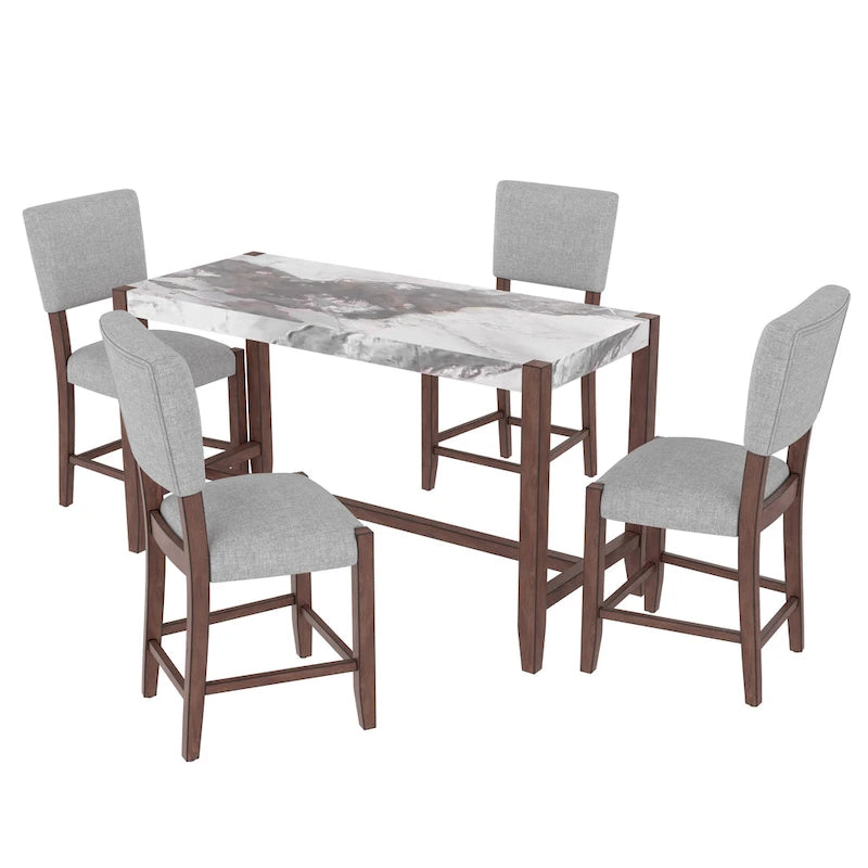 Mid Century Modern Bar Stools Set of 4,Counter Stools with Back,Linen Upholstered Barstools with Solid Wood Legs Bar Chairs
