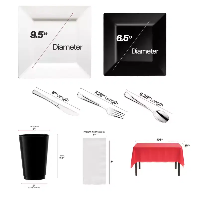 Smarty Had A Party White, Black, And Red NFL / NBA / MLB Dinnerware Set - 60 Sets