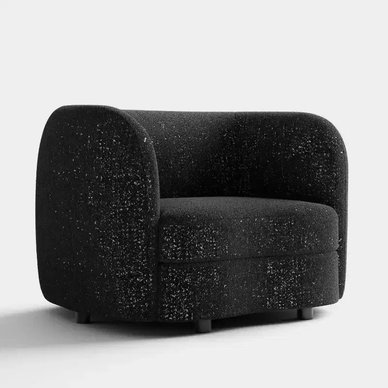 HOMES: Inside + Out Pinehush Boho Boucle Fabric Accent Barrel Armchair