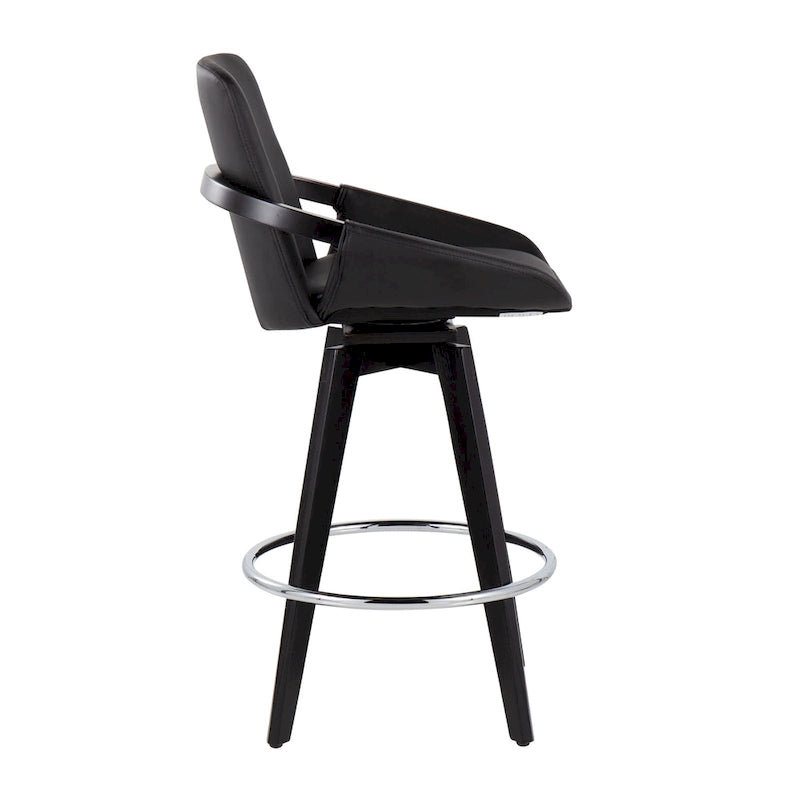 Carson Carrington Pugo Fixed-Height Counter Stool with Black Wood Base (Set of 2)