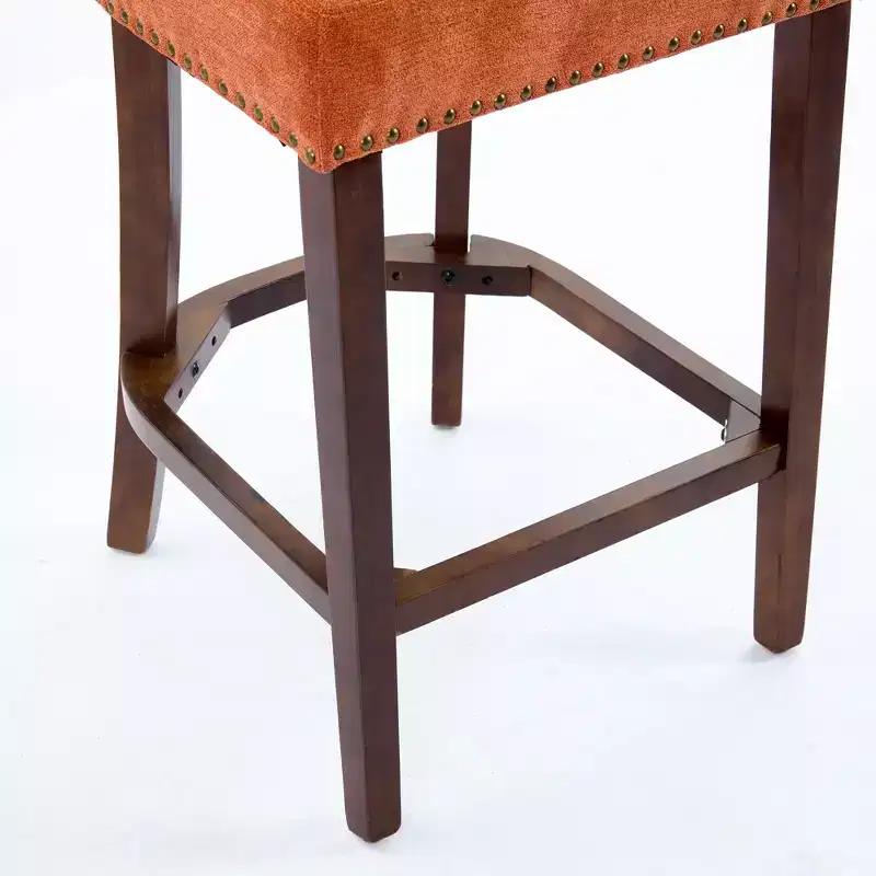 CLIHOME Set of 2 Mid Century Counter Height Bar Stools, Farmhouse Linen Fabric Upholstered Kitchen Accent Chair Curved Backrest