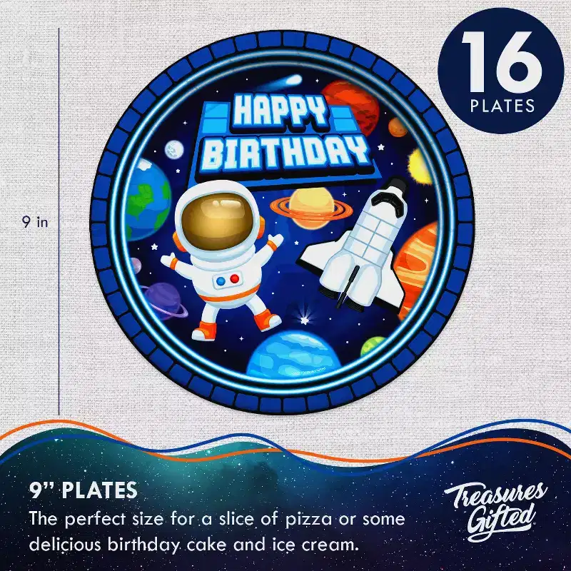 Treasures Gifted Outer Space Party Supplies Tableware Classic Set for 16 Guests