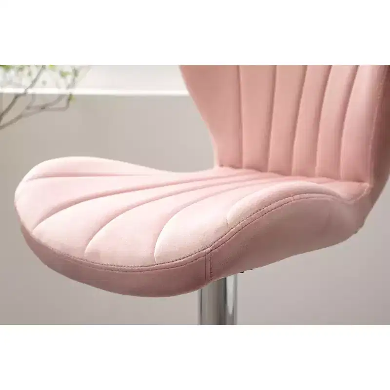 Ellston Upholstered Adjustable Swivel Barstools in Pink, Set of 2