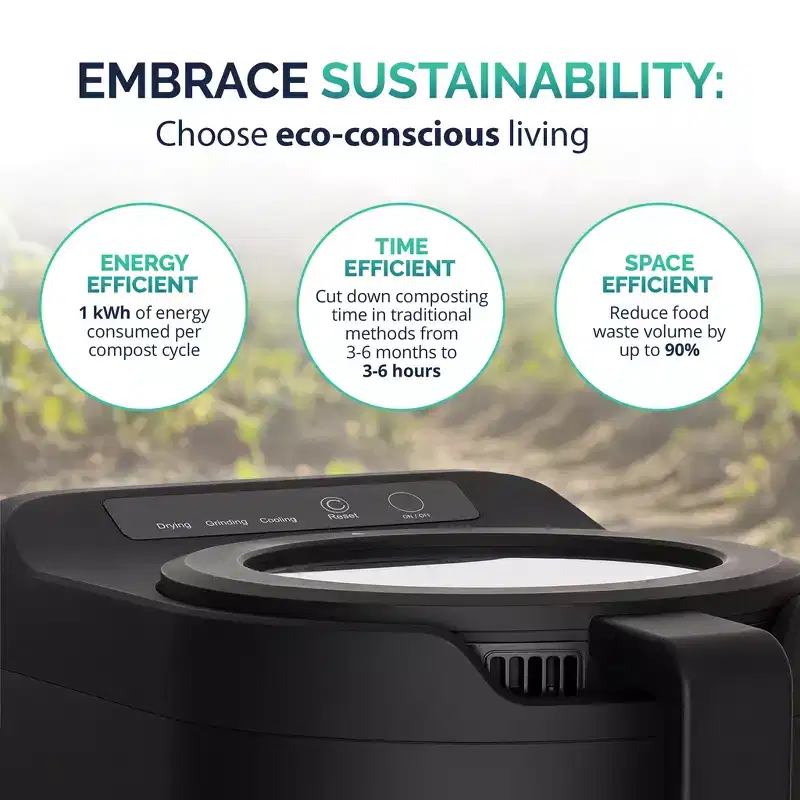 Luma Electric Kitchen Composter, 0.6Gal Capacity Odorless Countertop Compost Bin with Lid Clear-View Window, Smart Trash Can for Food Disposal