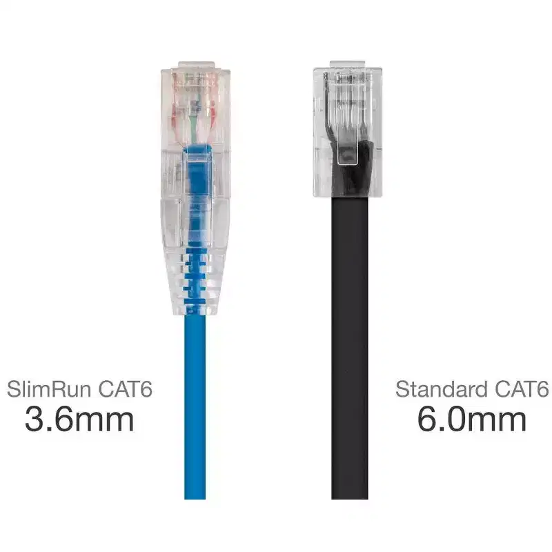 Monoprice Cat6 Ethernet Patch Cable - 3 feet - Blue | Snagless RJ45 Stranded 550MHz UTP CMR Riser Rated Pure Bare Copper Wire 28AWG - SlimRun Series