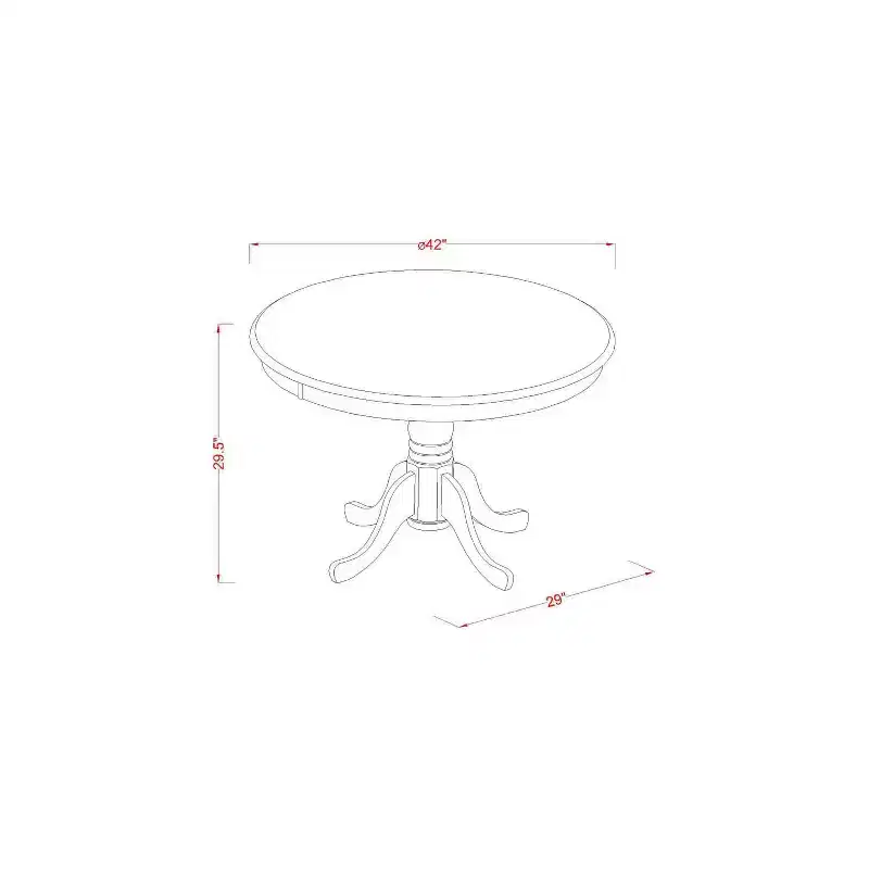 Round Dinette Set 5Pc - 42 Inch Table & 4 Chairs - City Sleek Design - Linen White Legs - Gray Fabric