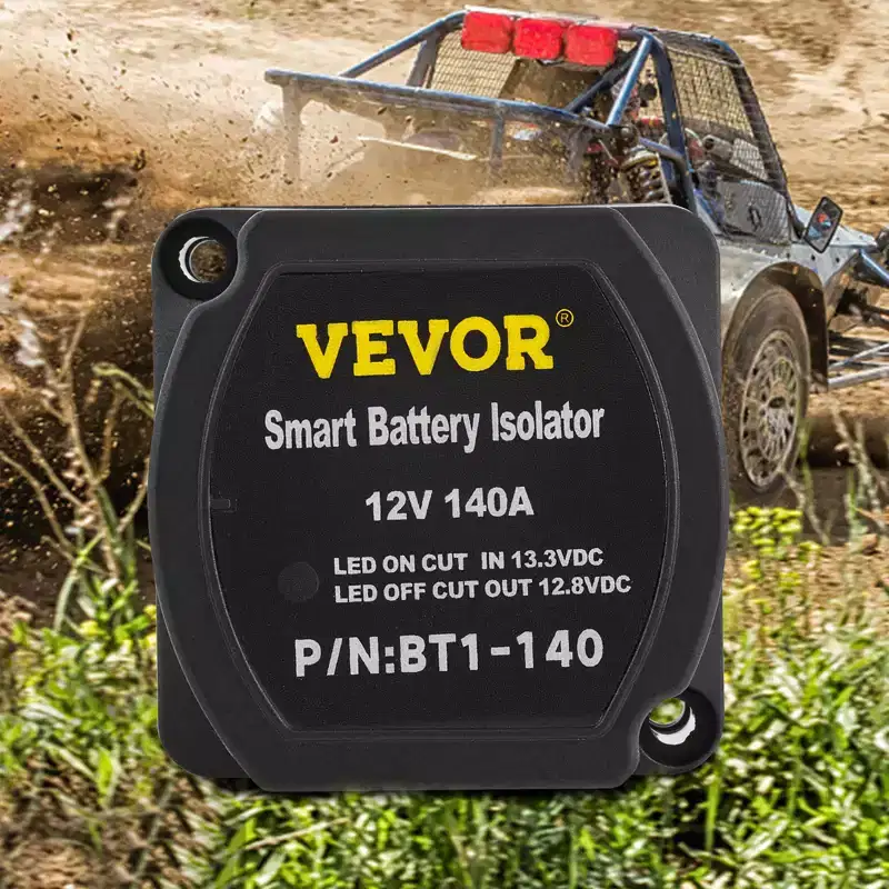 VEVOR Dual Battery Isolation Kit, 6m 12V, Auto Split Charge Relay System with 140AMP VSR, Fits RVs, Marine Crafts, Cars, Trucks, Caravans,Black