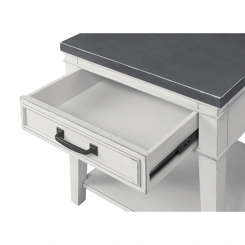 24 White and Grey 1-Drawer End Table