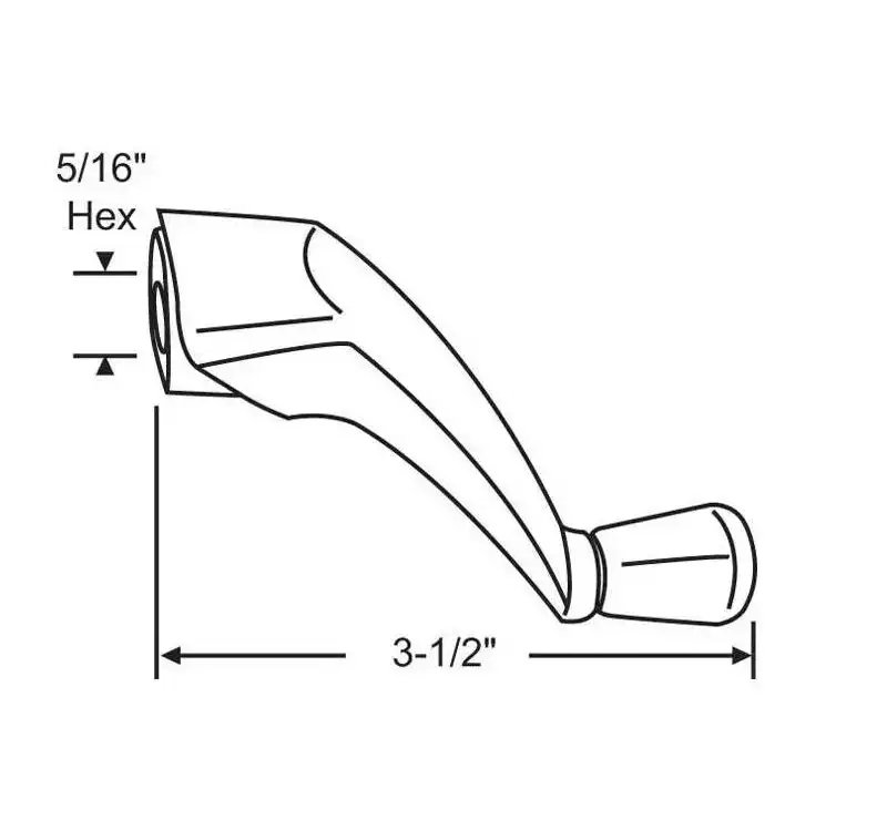 Brixwell Folding Handle Plastic Construction 3-1/2 Overall Length 5/16 Hex Bore Window Operator Crank Hardware Component Almond Finish