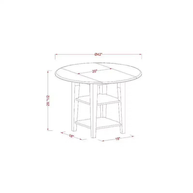 HomeStock 5-Pc Linen White Finish Solid Wood Top - Round Dining Room Set with High Back - Seats 4