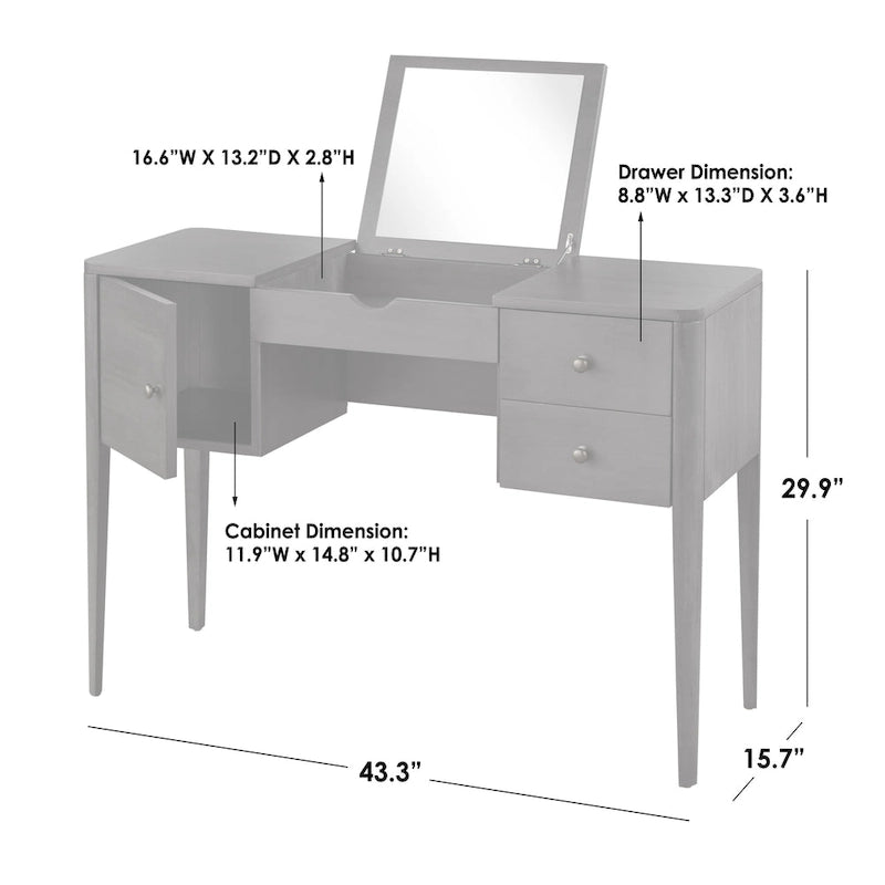 Lifestorey Parc Vanity Desk and Stool Set