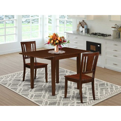 HomeStock 3-Piece Mahogany Finish Solid Wood Top Dining Table Set