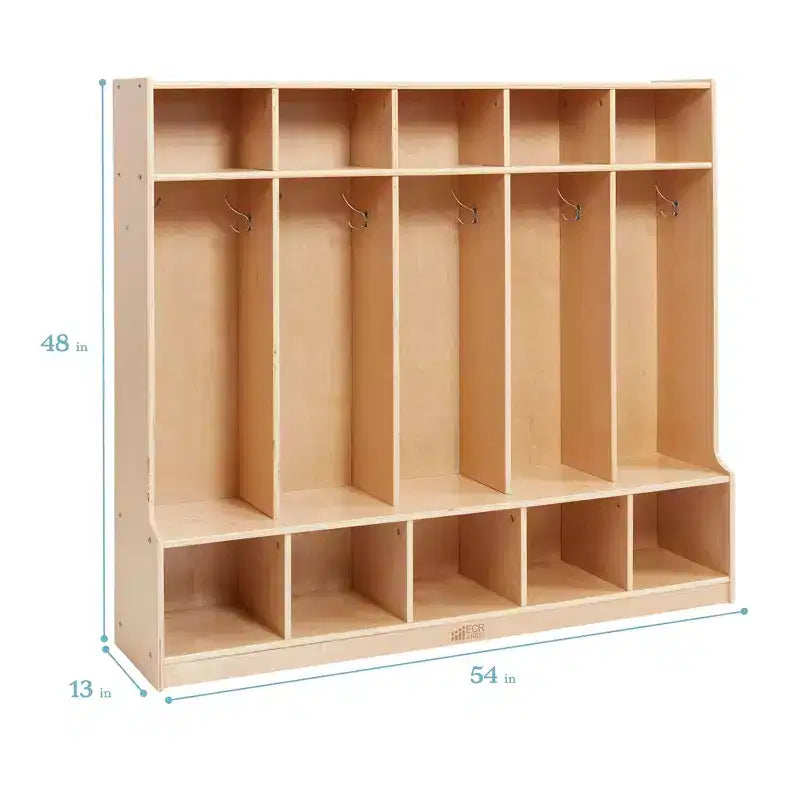 ECR4Kids 5-Section Coat Locker with Bench and Cubby Storage Compartments, Classroom Furniture