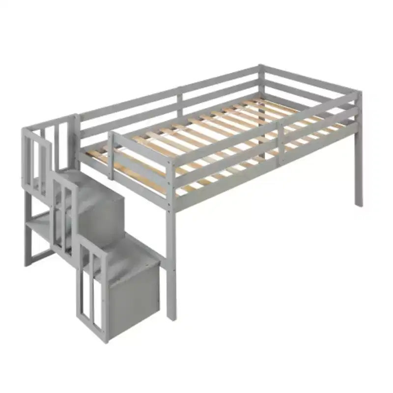 Loft Bed Elevated with Built-In Stairs, Crafted for Longevity