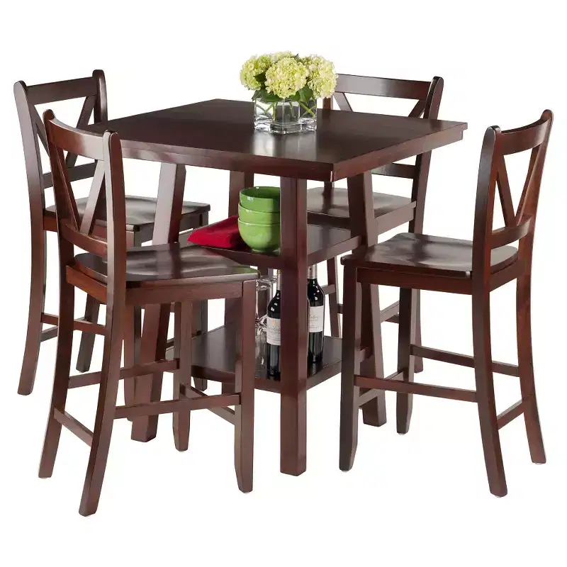 5pc Orlando Counter Height Dining Sets with Storage & Cushion Stools - Winsome