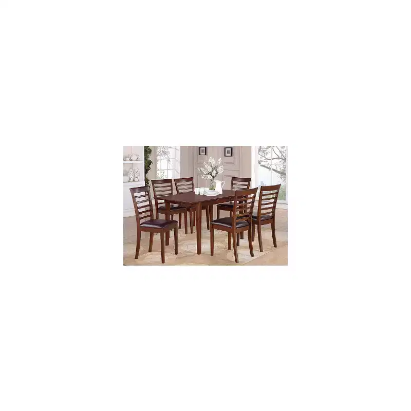 Chic 7 Piece Dinette Set - Rectangle Table w/ Leaf & 6 Dining Chairs - 32x60 Inch