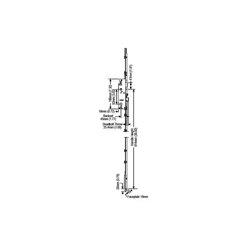 Brixwell 850-8778331 Manual Shootbolt Lock Ext 1-3/4 Backset 1in Deadbolt throw 36in Handle Height .79 Shootbolt 5/8 Faceplate