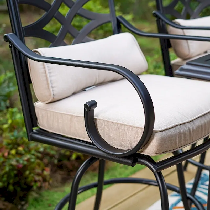 Outdoor Swivel Metal Cushioned Bar Height Patio Chairs Set of 4