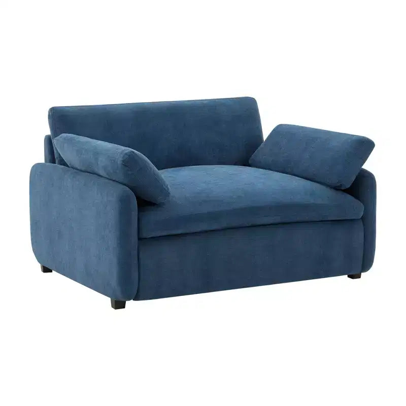 Merax Oversized Chenille Single Sofa Chair with Deep Seat and Throw Pillows