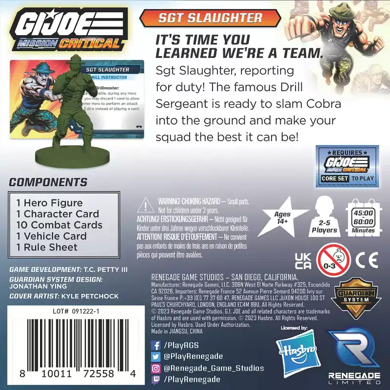 G.I. JOE Mission Critical: Sgt Slaughter Figure Pack - RPG Expansion Pack
