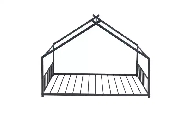 Elegant Full-Size Metal Bed with House Design Frame for Stylish Bedrooms