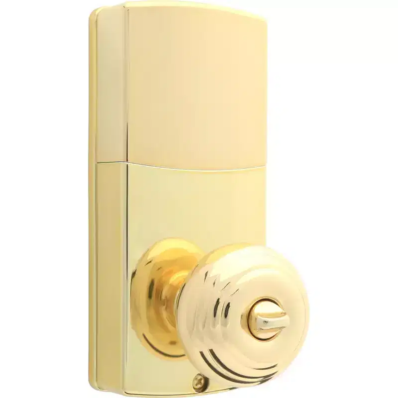 Honeywell Electronic Entry Knob Door Lock- Polished Brass: Keyed Entry, Steel & Plastic, Electric, Includes 2 Keys, Gold