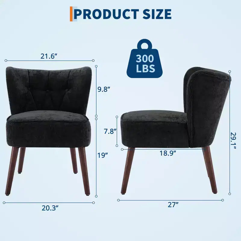 COZONY Modern Wingback Accent Chair, Upholstered Fabric Single Sofa Chair with Lounge Seat & Wood Legs for Living Room, Office, Bedroom 1 PCS