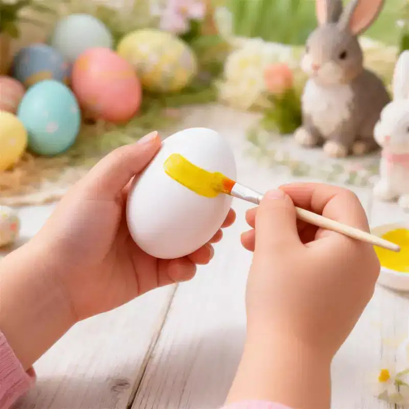 Joyfy 12 Pcs Wooden Easter Eggs Craft, Unpainted White Fake Eggs for Kids Easter Egg Hunt, Paintable Eggs DIY Party Favors, Easter Game Activities