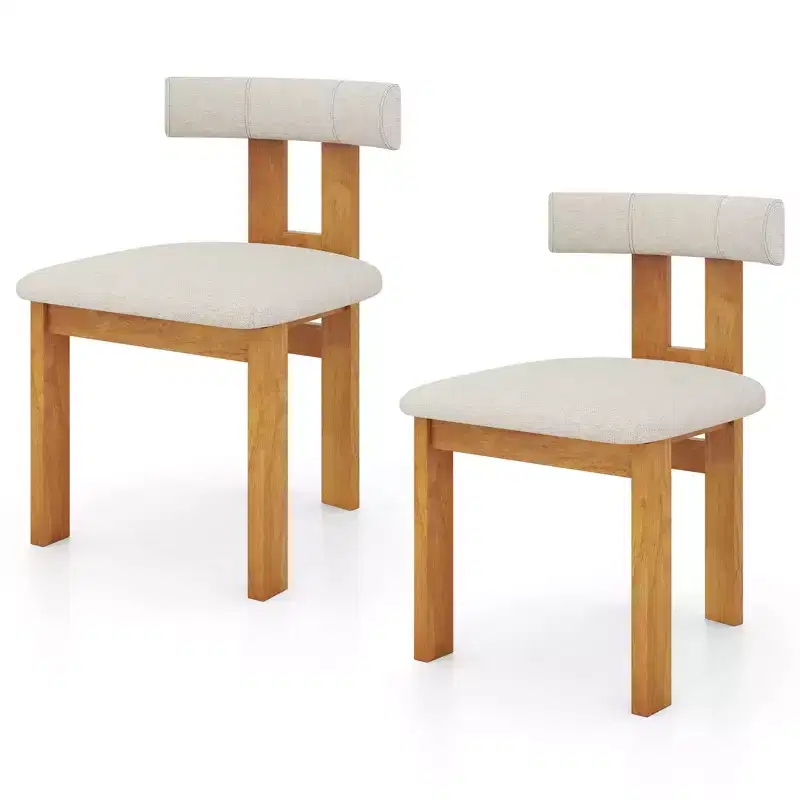 Costway Dining Chair Set of 4 Upholstered Kitchen Chair w/ Padded Seat & Curved Backrest