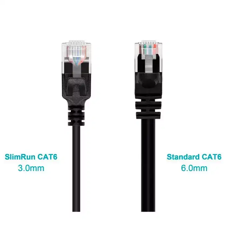 Monoprice Cat6 Ethernet Patch Cable - Ultra Slim, UTP, 30AWG Stranded Copper, Molded Boot, PVC Jacket, 30ft, Black
