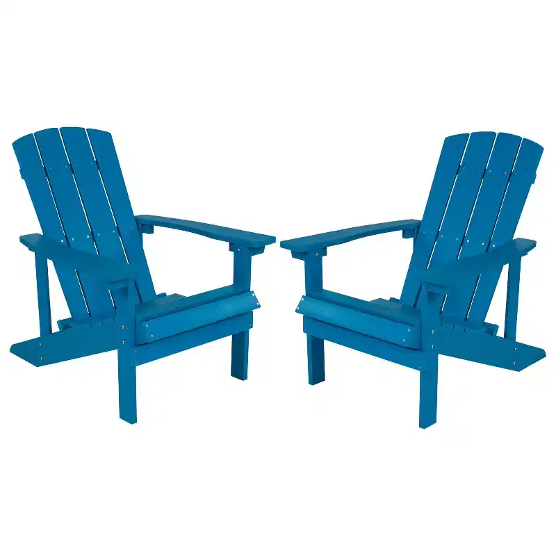 Flash Furniture Set of 2 Charlestown All-Weather Poly Resin Wood Adirondack Chairs