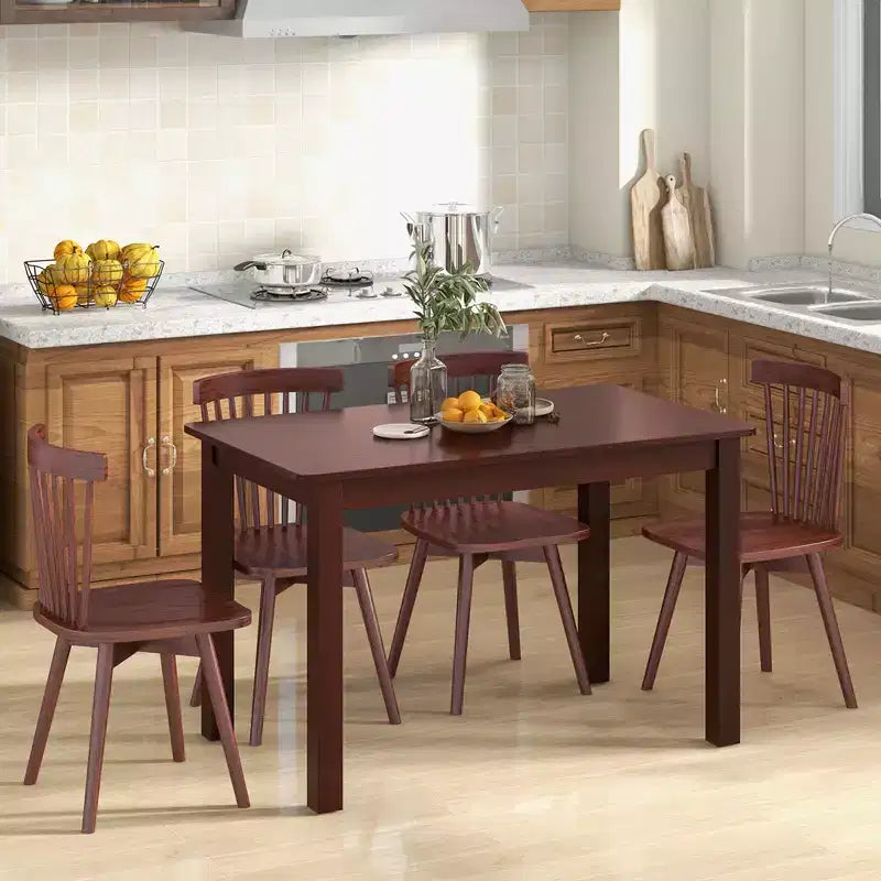 Costway Extendable Dining Table Folding Rubber Wood Table for 4 People with Safety Locks