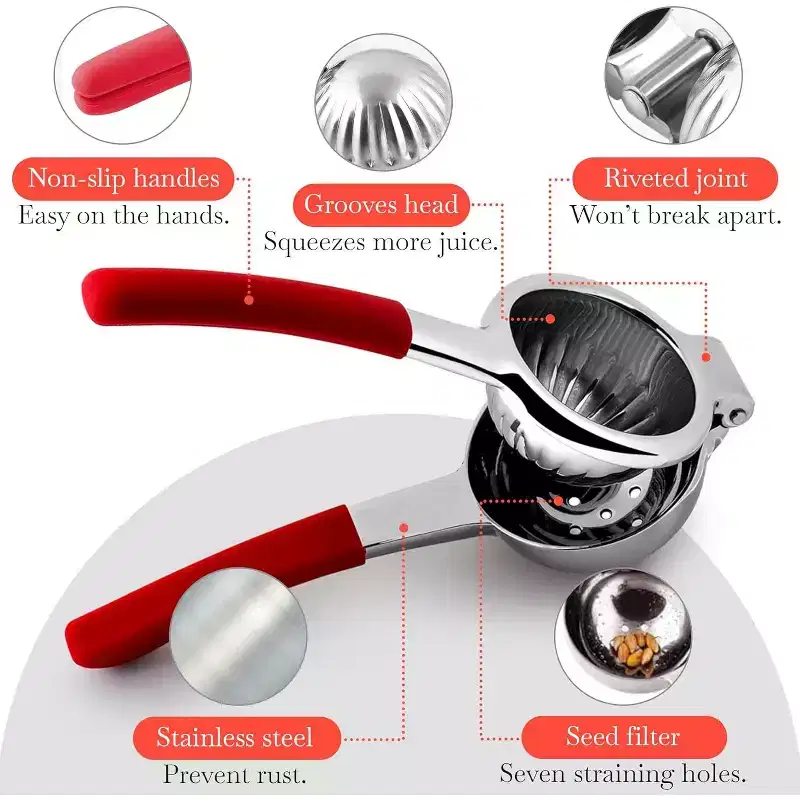 Bellemain Stainless Steel Lemon & Lime Juicer Manual Citrus Squeezer with Silicone Handles