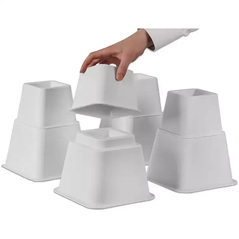 Adjustable Bed Risers - Heavy Duty Furniture Riser Set of 4 in Heights of 8, 5, or 3 Inches for Table risers, Bed Frame Risers in White  Homeitusa