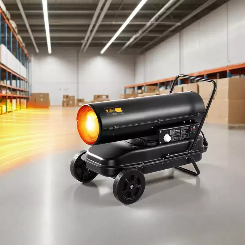 VEVOR 125000 BTU Forced Air Kerosene Diesel Heater, Portable Torpedo Space Heater with Wheels & Adjustable Temp, Blower-Type for Jobsite/Garage,Black