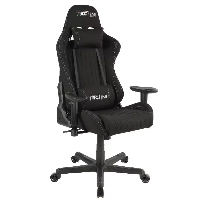 Fabric Ergonomic High Back Racer Style Video Gaming Chair Black - Techni Sport: Office, Swivel, Lumbar Support