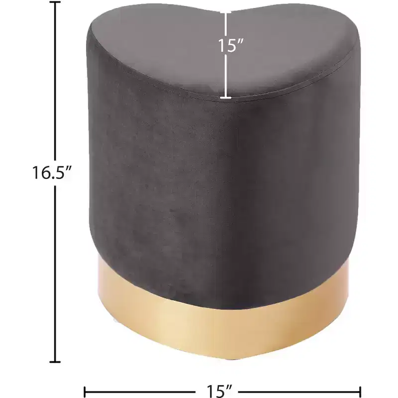 Meridian Furniture,Heart Velvet Ottoman/Stool