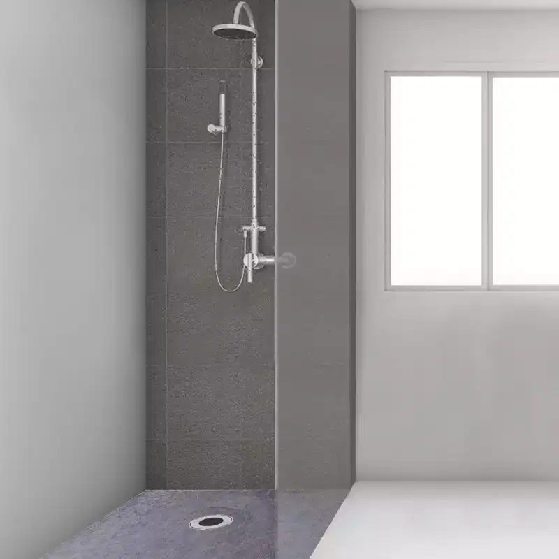VEVOR Shower Curb Kit, 48\x72\ Watertight Shower Curb Overlay with 4\ ABS Central Bonding Flange, 4\ Stainless Steel Grate,Gray