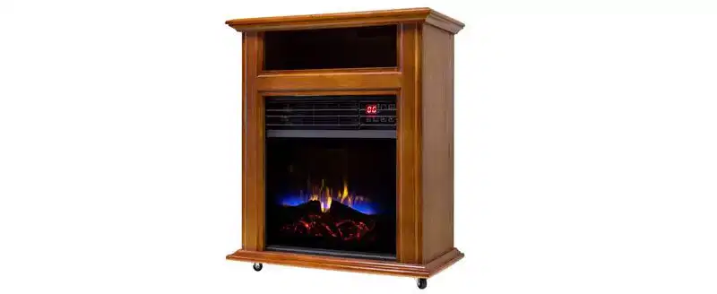 Comfort Glow Electric Quartz Mobile Fireplace Indoor Heater With 3 Energy-Efficient Quartz Heating Elements