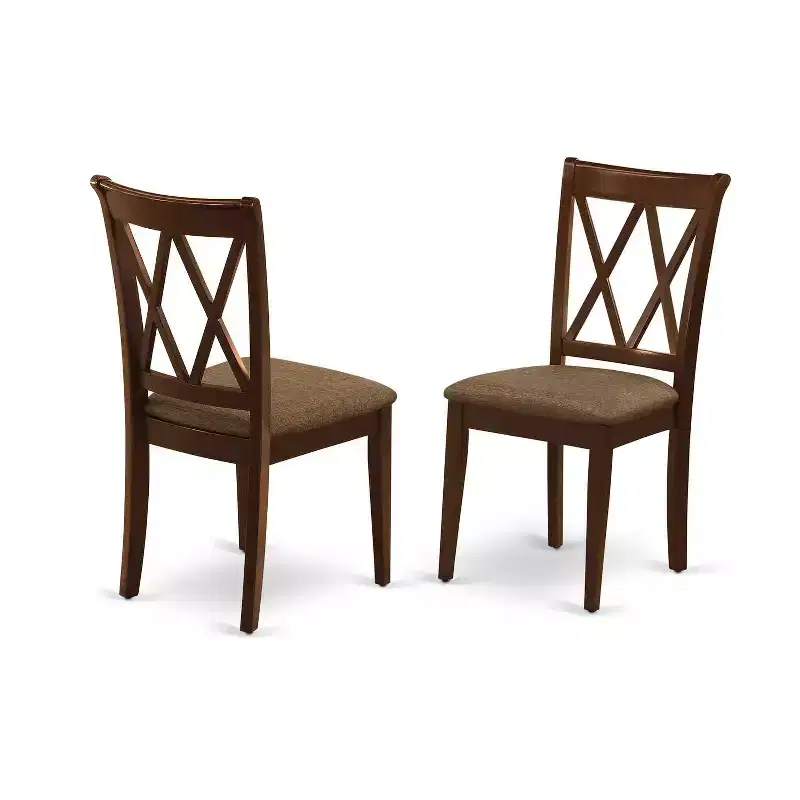 HomeStock 5-Piece Round Mahogany Finish Solid Wood Top Dining table with 4-Chairs with Cross Back