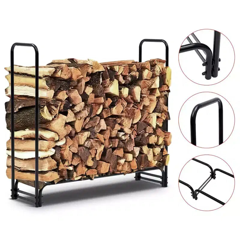4.3 FT Heavy-Duty Firewood Rack with Waterproof Cover