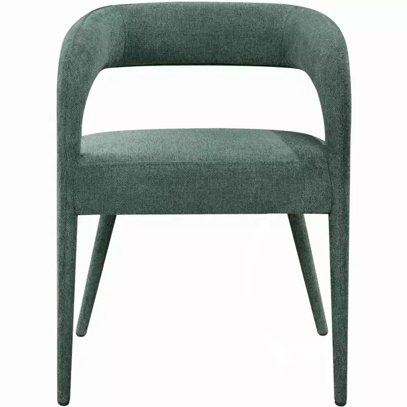 HomeRoots Set of Two Green Upholstered Linen Open Back Dining Side Chairs