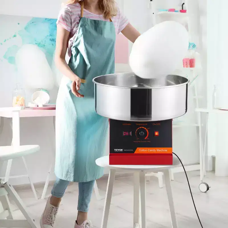 VEVOR Electric Cotton Candy Machine, 1000W Candy Floss Maker, Commercial Cotton Candy Machine with Stainless Steel Bowl, and Sugar Scoop